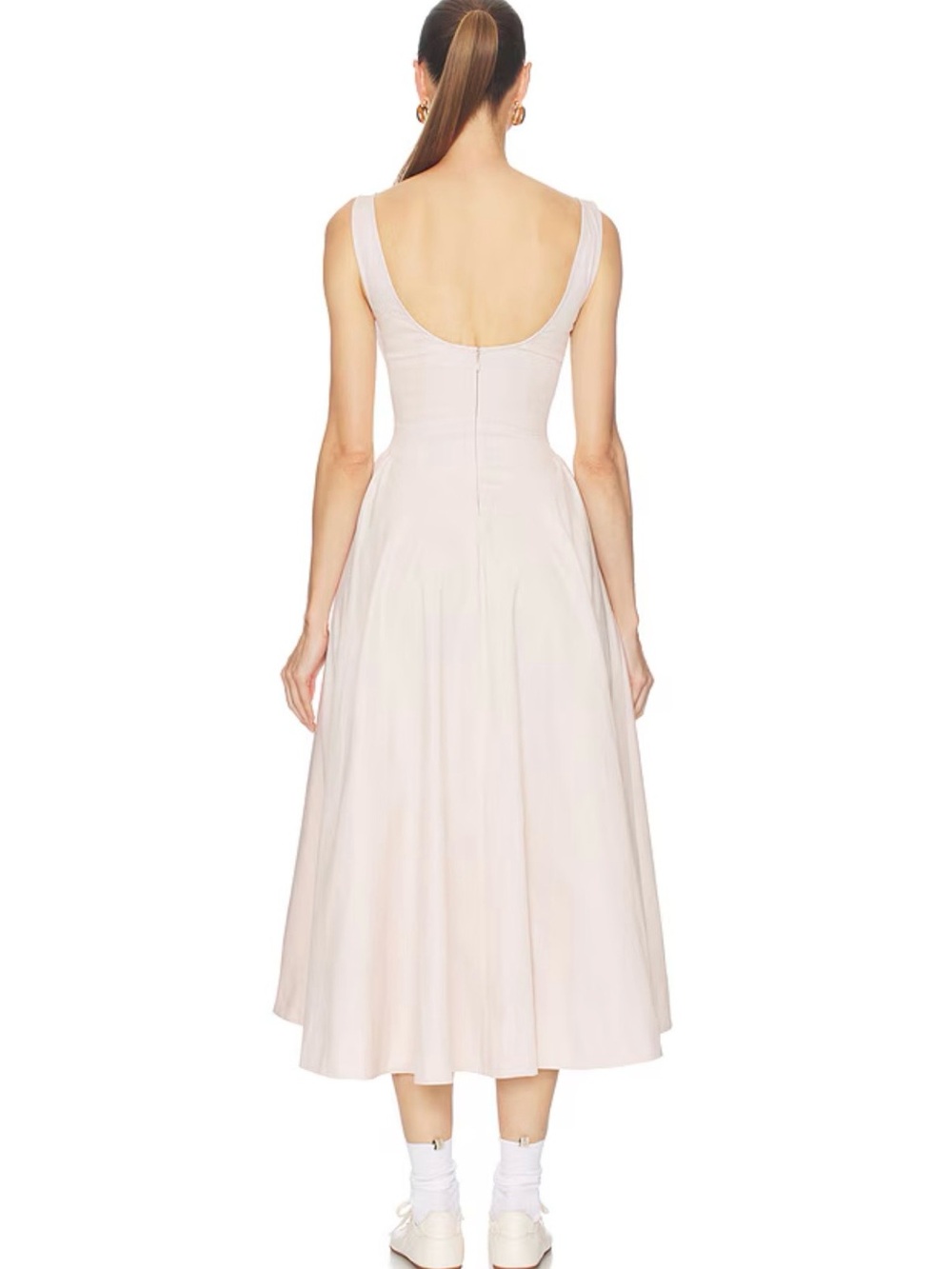 Helsa NWOT Stretch Cotton Midi Dress in Dusty Pink - Picture 3 of 8